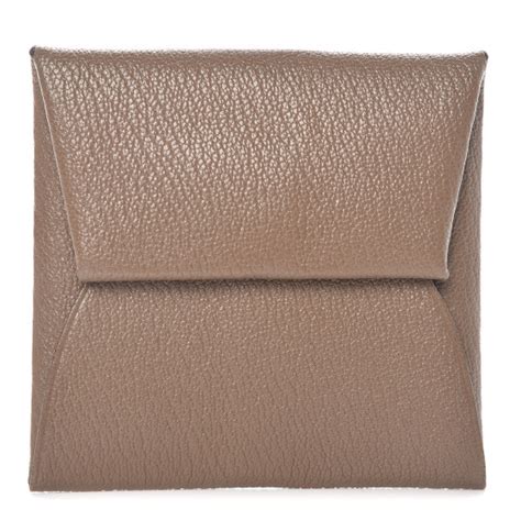 HERMES Chevre Mysore Bastia Coin Purse Etoupe